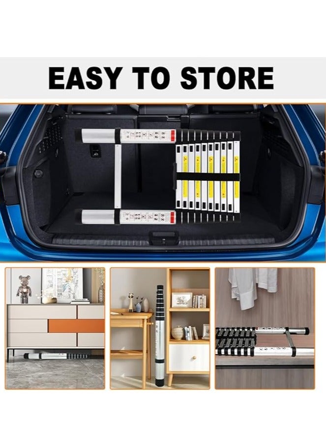 Telescopic Ladder 3.8 m - Aluminium Telescopic Ladder - Extendable Ladder - Non-slip - Easy to Carry - EN131 - Maximum Load 150 kg - Image 5
