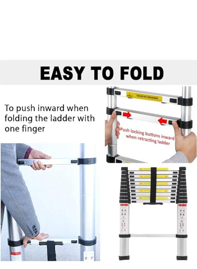 Telescopic Ladder 3.8 m - Aluminium Telescopic Ladder - Extendable Ladder - Non-slip - Easy to Carry - EN131 - Maximum Load 150 kg - Image 2