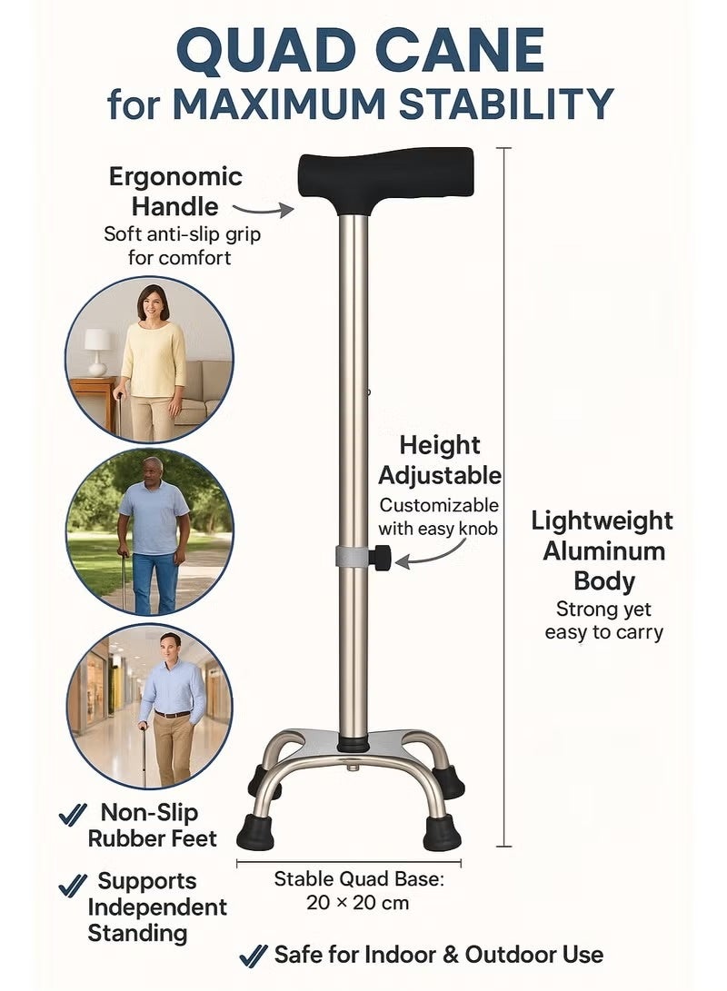 Walking Stick with Anti-Slip Rubber Base – Height Adjustable – Lightweight Aluminum Cane for Seniors, Elderly & Mobility Support - Image 4