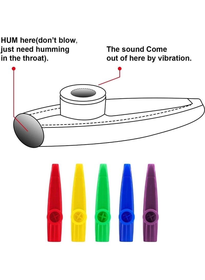SUNSAR 10 Psc Plastic Kazoos Musical Instruments for Party, Early Childhood Education Gifts(5 Colors) - Image 3