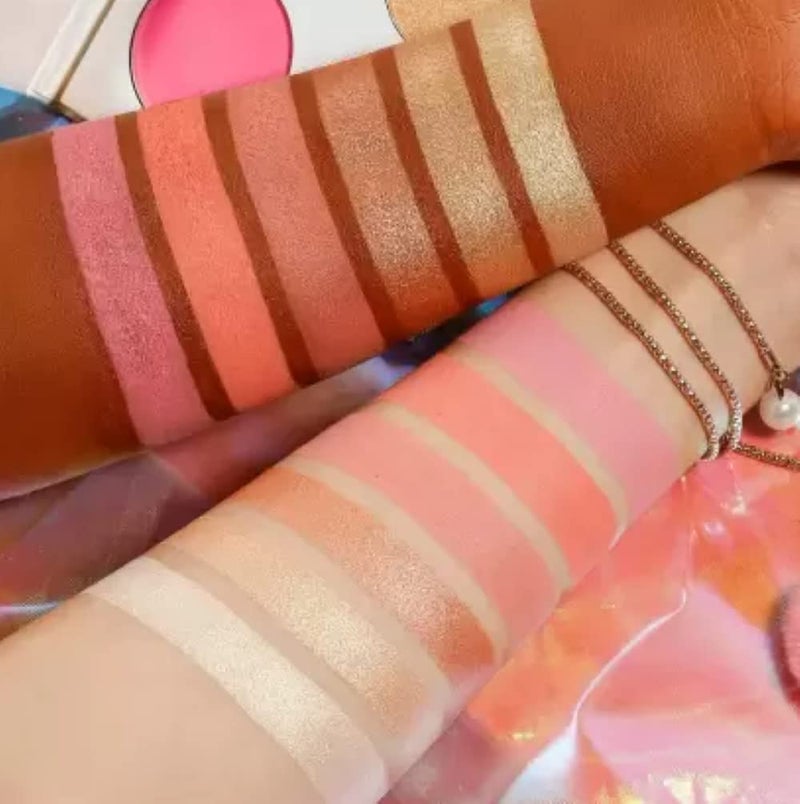 FEELHIGH 6 color Blusher  Highlighter Palette Contour Bronzer All in One Face Makeup Highlighter - Image 2