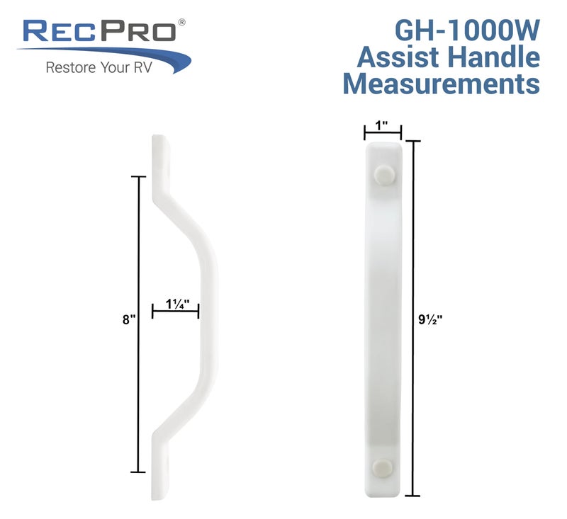 RecPro RV Grab Assist Handle | 9 1/2 Inches | Black or White | Exterior Assist Handle (2 Handles, White) - Image 4
