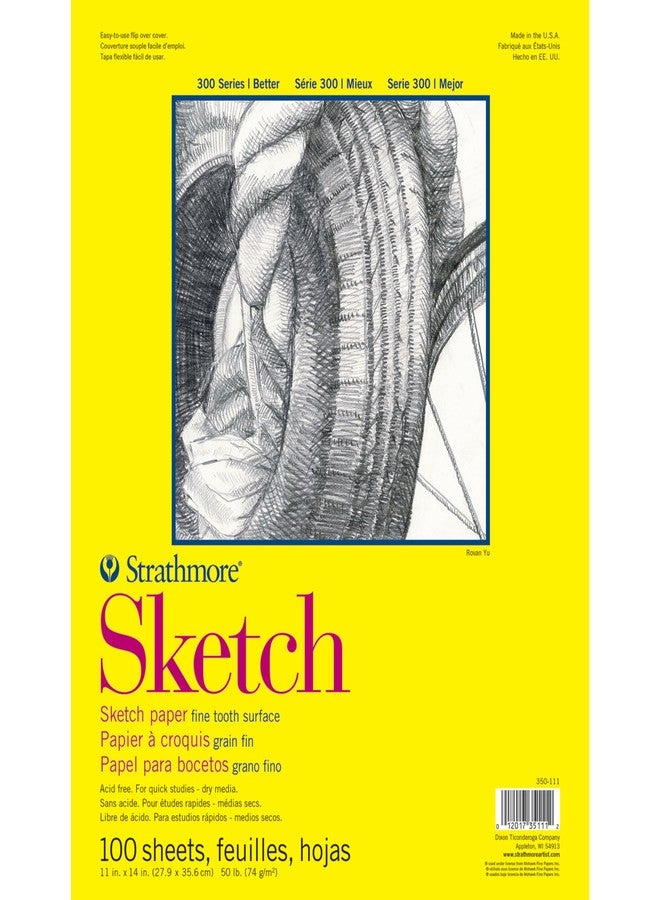 Strathmore 300 Series Sketch Pad, 11x14 inch, 100 Sheets, Glue Bound - Artist Sketchbook for Drawing, Illustration, Art Class Students - Image 1