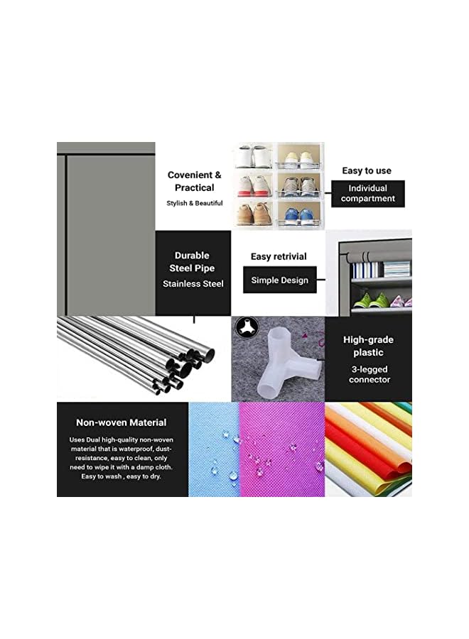 U-HOOME منظم أحذية قابل للتكديس مكون من 9 طبقات مع غطاء مقاوم للغبار، بني، 27 زوجًا، كبير الحجم - Image 3