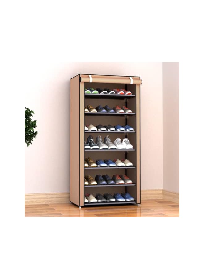 U-HOOME منظم أحذية قابل للتكديس مكون من 9 طبقات مع غطاء مقاوم للغبار، بني، 27 زوجًا، كبير الحجم - Image 4