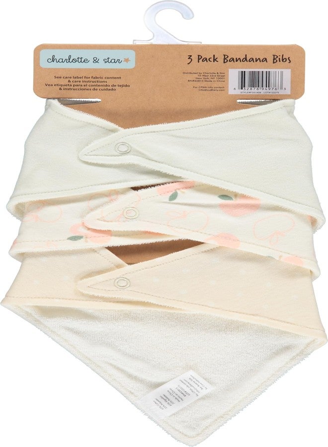 Cudlie Little Beginnings 3-Pack Bandana Set for Babies, Nursery Bibs for Drooling and Teething, Burp Cloth for Infants, Apples and Daisy - Image 3