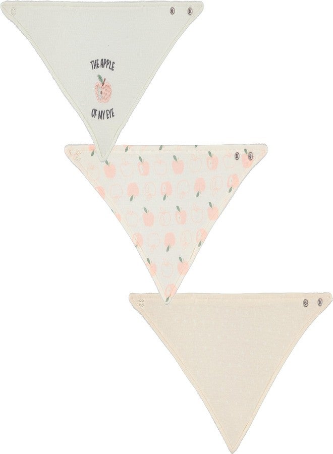 Cudlie Little Beginnings 3-Pack Bandana Set for Babies, Nursery Bibs for Drooling and Teething, Burp Cloth for Infants, Apples and Daisy - Image 2