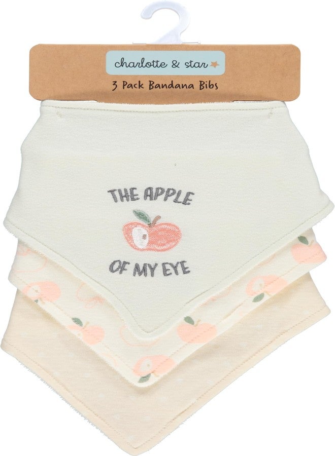 Cudlie Little Beginnings 3-Pack Bandana Set for Babies, Nursery Bibs for Drooling and Teething, Burp Cloth for Infants, Apples and Daisy - Image 1