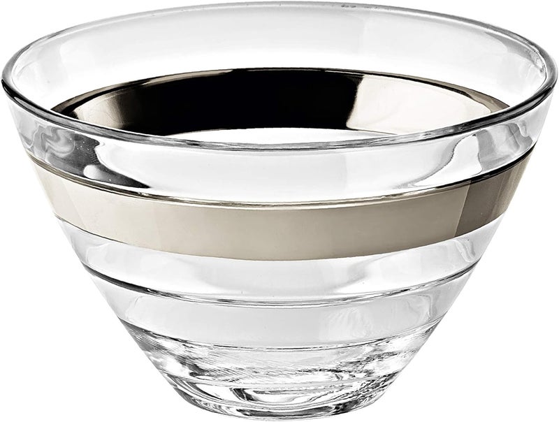 Barski  Europea Glass  Small FruitNutDessert Bowl  With Platinum Band  55 Diameter  Set of 6  Made in Europe