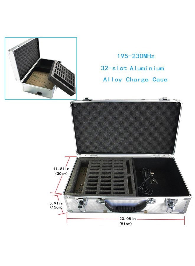 EXMAX ATG-100T 195-230MHz Wireless Tour Guide Monitoring Voice Audio Transmission System + Aluminium Alloy Charge Case for Teaching Tour guides Conference Church Trip(2 Transmitters and 30 Receivers) - Image 2