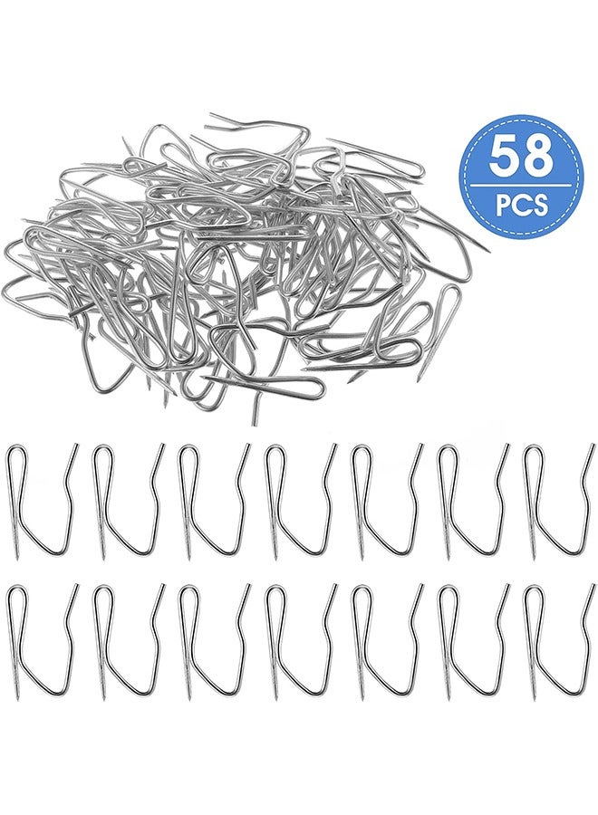58 Pack Metal Curtain Hooks Drapery Hook Pins With Clear Box 3.3 by 2.5 CM For Window Curtain, Door Curtain And Shower Curtain - Image 1