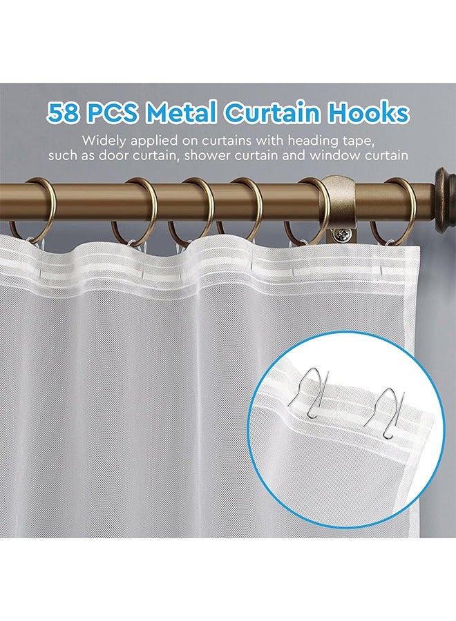 58 Pack Metal Curtain Hooks Drapery Hook Pins With Clear Box 3.3 by 2.5 CM For Window Curtain, Door Curtain And Shower Curtain - Image 4