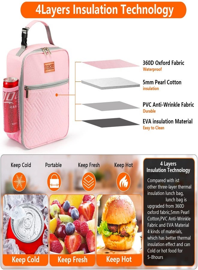 DIRGEE Lunch Bag for Women Insulated Lunch Bag For Men Adults Small Lunch Bag for Office Work - Leakproof Freezable Cooler Bag Reusable Portable Lunch Box (Pink) - Image 2
