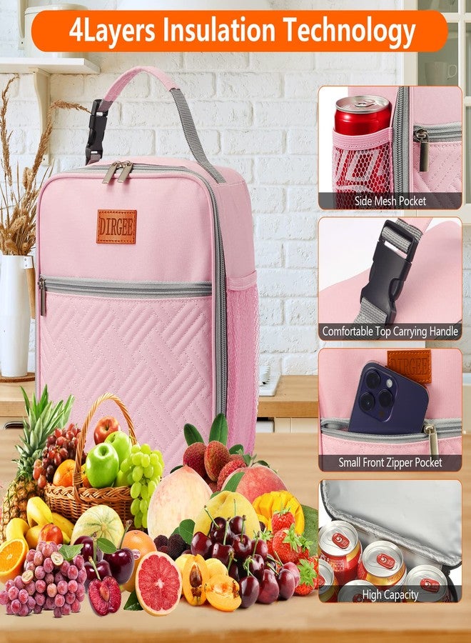 DIRGEE Lunch Bag for Women Insulated Lunch Bag For Men Adults Small Lunch Bag for Office Work - Leakproof Freezable Cooler Bag Reusable Portable Lunch Box (Pink) - Image 3