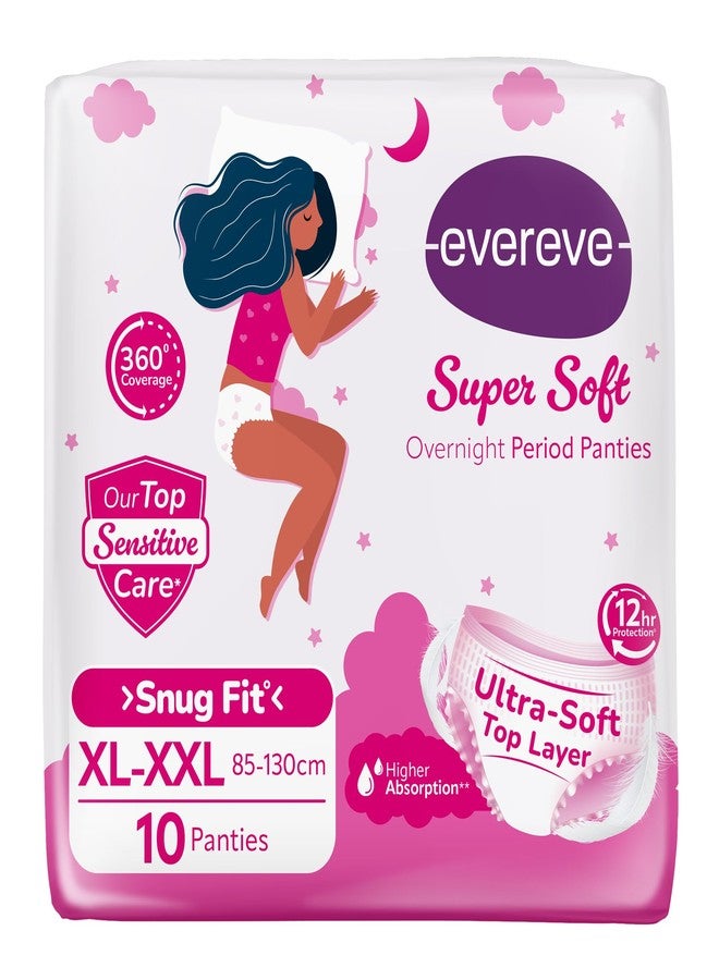 عشية أي وقت مضى سراويل إيفريف فائقة النعومة للحيض للبنات والسيدات، (مقاس XL-XXL)، 10 قطع، تغطية كاملة 360 درجة طوال الليل، طبقة علوية فائقة النعومة، امتصاص عالٍ للتدفق الغزير، سراويل داخلية للاستخدام مرة واحدة للحوامل وما بعد الولادة - Image 1