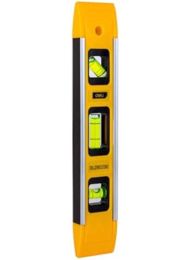 Deli 230mm Spirit Level Tool – Heavy-Duty Measuring Level, Yellow - Image 1