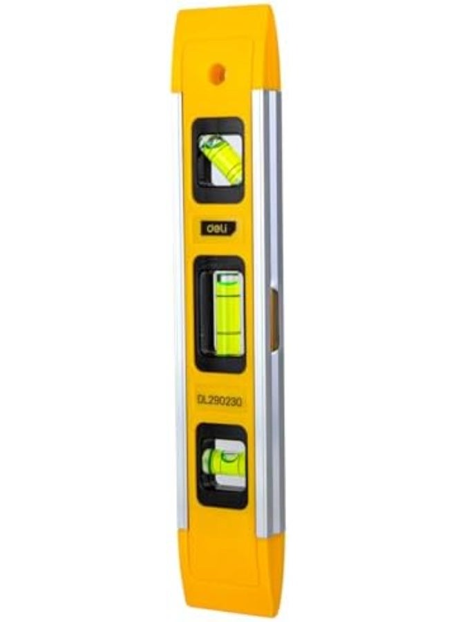 Deli 230mm Spirit Level Tool – Heavy-Duty Measuring Level, Yellow - Image 2