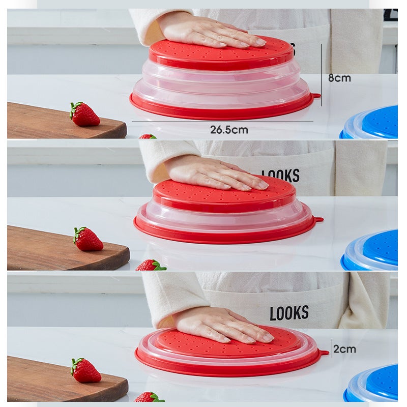 Folding Cover With Hook For Microwave Oven Heating Cover Multi-Functional Silicone Folding Fresh-Keeping Cover Oil-Proof Splash-Proof Cover Heating Cover - Image 4