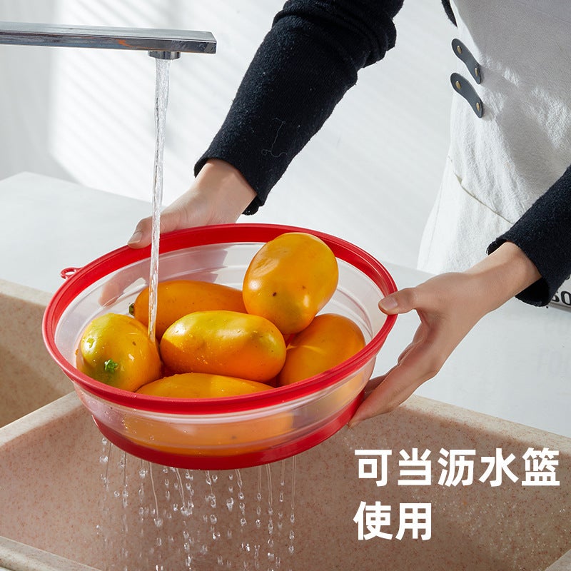 Folding Cover With Hook For Microwave Oven Heating Cover Multi-Functional Silicone Folding Fresh-Keeping Cover Oil-Proof Splash-Proof Cover Heating Cover - Image 5