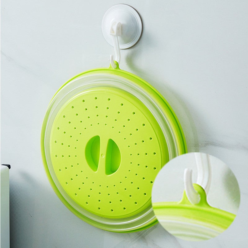 Folding Cover With Hook For Microwave Oven Heating Cover Multi-Functional Silicone Folding Fresh-Keeping Cover Oil-Proof Splash-Proof Cover Heating Cover - Image 2