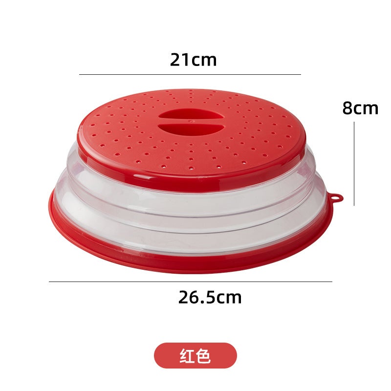 Folding Cover With Hook For Microwave Oven Heating Cover Multi-Functional Silicone Folding Fresh-Keeping Cover Oil-Proof Splash-Proof Cover Heating Cover - Image 1