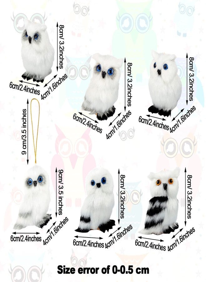 Skylety 6 Pcs Christmas Hanging Owl Ornament Forest Woodland Animal Faux Fur Plush Hanging Ornaments Christmas Tree Decor Family Educational Playset for Fall Winter Birthday Home Party Supplies - Image 2
