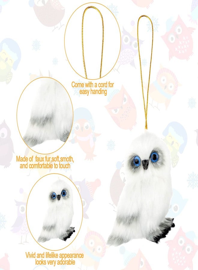Skylety 6 Pcs Christmas Hanging Owl Ornament Forest Woodland Animal Faux Fur Plush Hanging Ornaments Christmas Tree Decor Family Educational Playset for Fall Winter Birthday Home Party Supplies - Image 3
