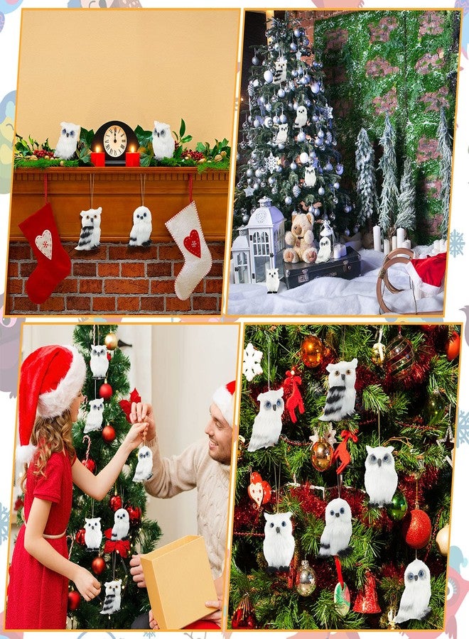 Skylety 6 Pcs Christmas Hanging Owl Ornament Forest Woodland Animal Faux Fur Plush Hanging Ornaments Christmas Tree Decor Family Educational Playset for Fall Winter Birthday Home Party Supplies - Image 5