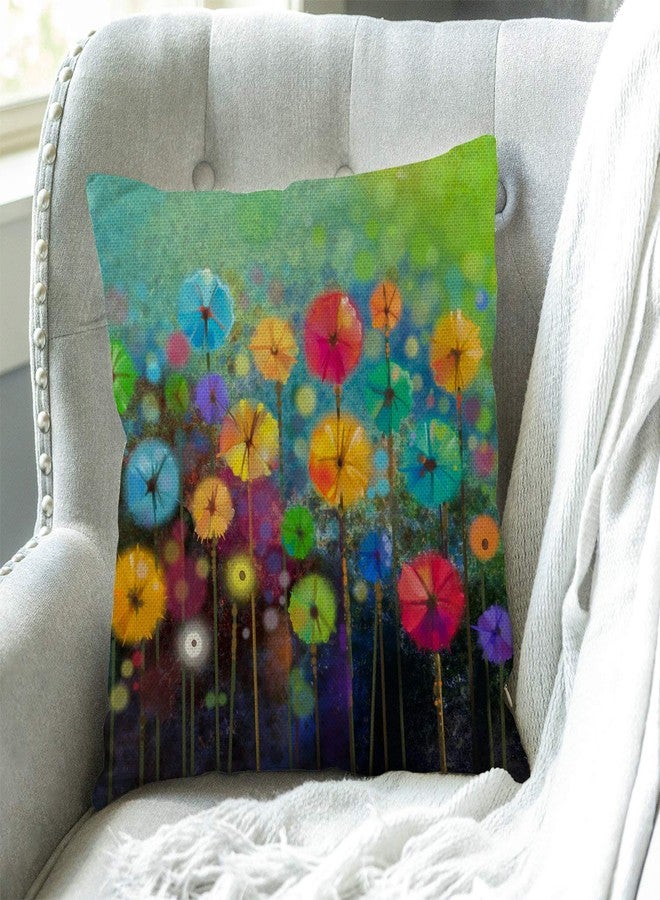 Swono Abstract Floral Watercolor Painting Throw Pillow Cover Colorful Spring Petal Flowers Farmhouse Cushion Case for Sofa Couch 18x18 Inches Cotton Linen - Image 3