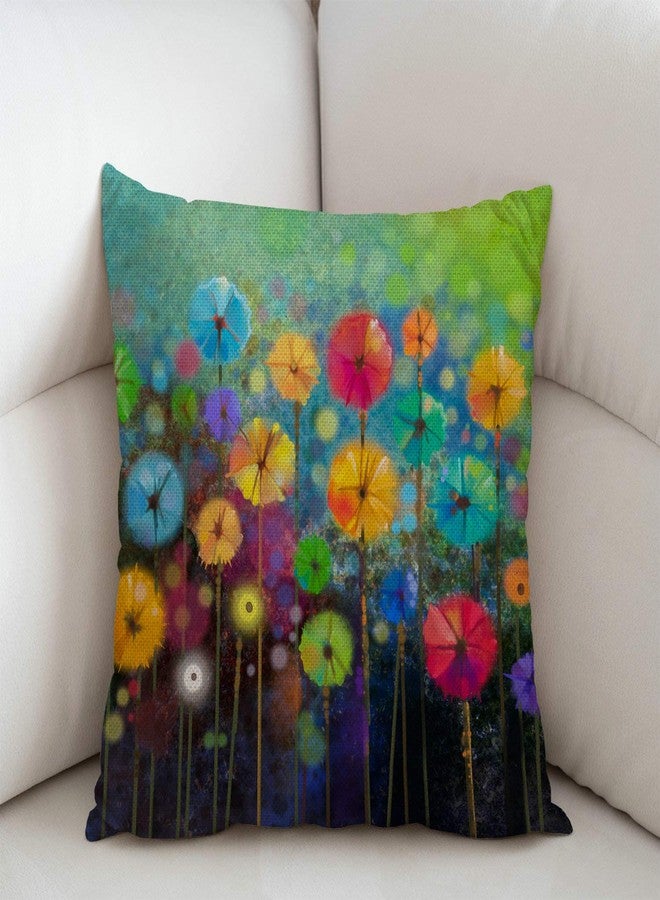 Swono Abstract Floral Watercolor Painting Throw Pillow Cover Colorful Spring Petal Flowers Farmhouse Cushion Case for Sofa Couch 18x18 Inches Cotton Linen - Image 2