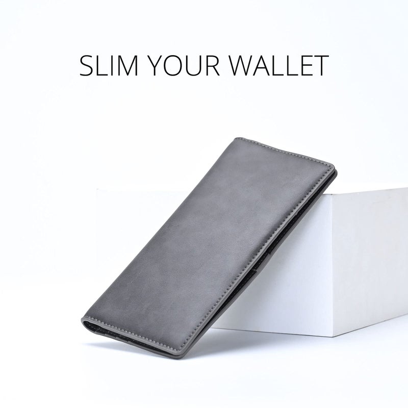 Alldaily Ultra Slim Thin Women Wallet RFID Blocking Credit Card Holder Bifold Long Ladies Billfold (Grey) - Image 2