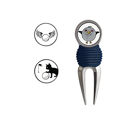 PINMEI Golf Divot Repair Tool with 3 Ball Markers Golf Pattern Zinc Alloy and Silicone Protection for Man Woman Golfer - Image 1