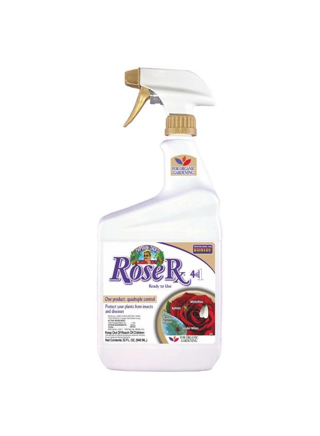 Bonide Captain Jack's Rose Rx 4-in-1 Insect & Disease Control, 32 oz Ready-to-Use Spray Neem Oil for Organic Gardening - Image 1