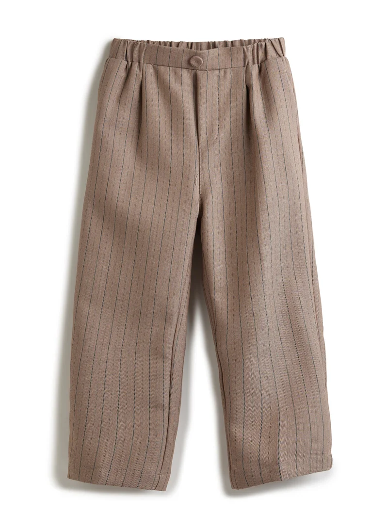 victor and jane Stripe beige Waistcoat And Pant Set With Shirt And Bow Tie