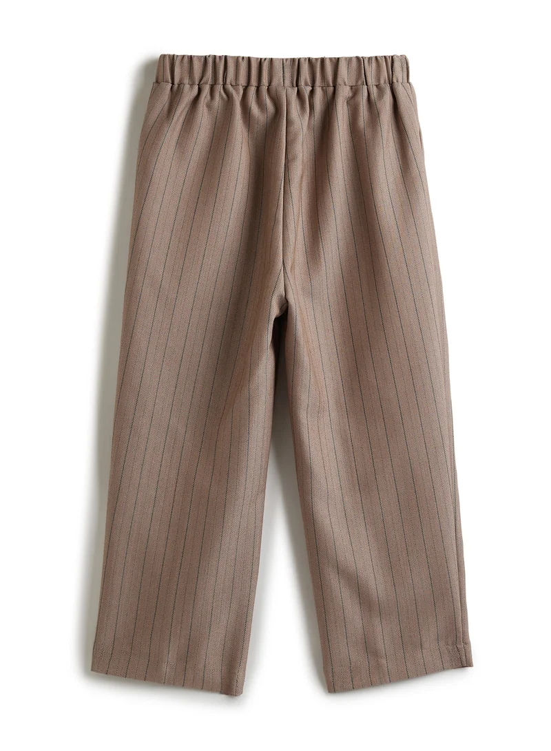 victor and jane Stripe beige Waistcoat And Pant Set With Shirt And Bow Tie
