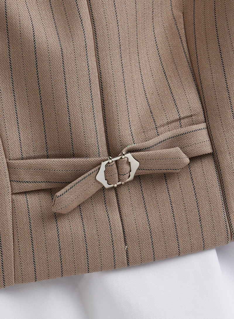 victor and jane Stripe beige Waistcoat And Pant Set With Shirt And Bow Tie