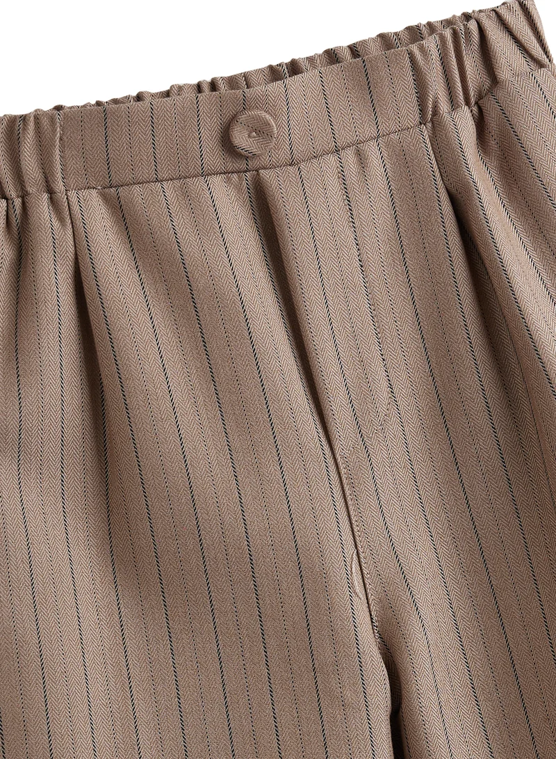 victor and jane Stripe beige Waistcoat And Pant Set With Shirt And Bow Tie