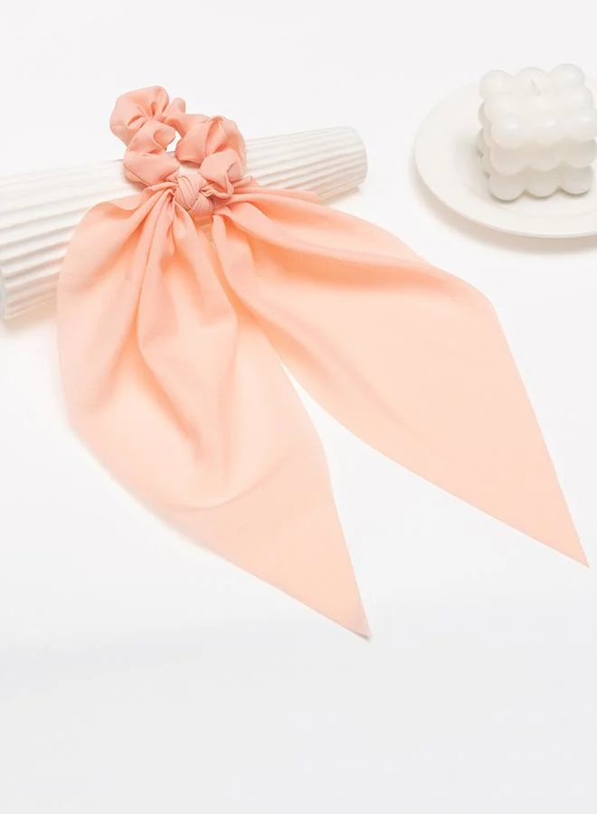 تايك تو Peach Hair Tie with Flowing Ribbons