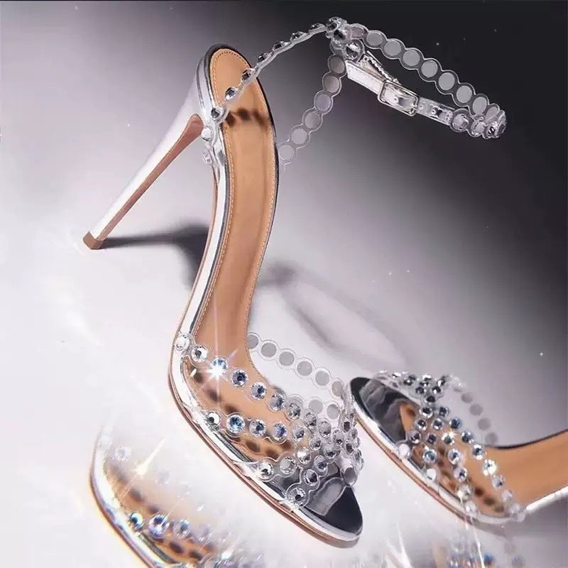 25 Manufacturers Elegant Celebrity High Heels Jelly Diamond Sandals Stiletto Round Toe Silver High Heels - Image 2