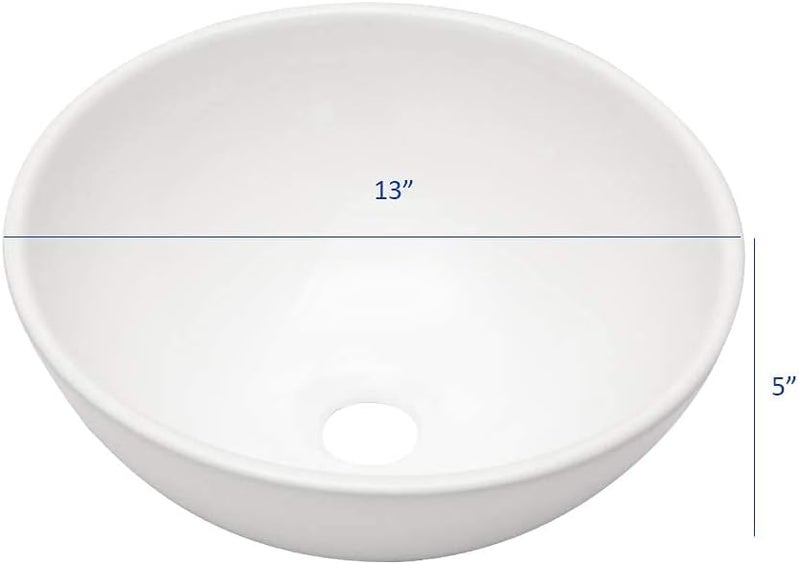 Mocoloo Oval Vessel Sink - 13'' x 13'' Bathroom Sink Countertop Oval Shape Small Ceramic Bathroom Sinks Above Counter White Porcelain Art Basin - Image 2