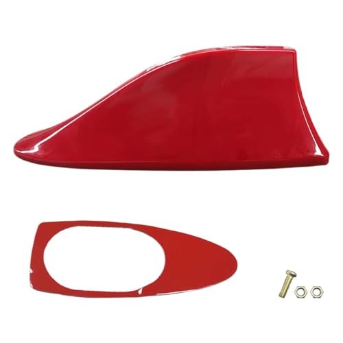 LHDOS Car Shark Fin Antenna Cover Plastic Automotive Signal Roof Aerial Cover with Adhesive Tape Universal Roof Mount Antenna Replacement Vehicle Decorative Cover for Car Truck SUV Red - Image 1