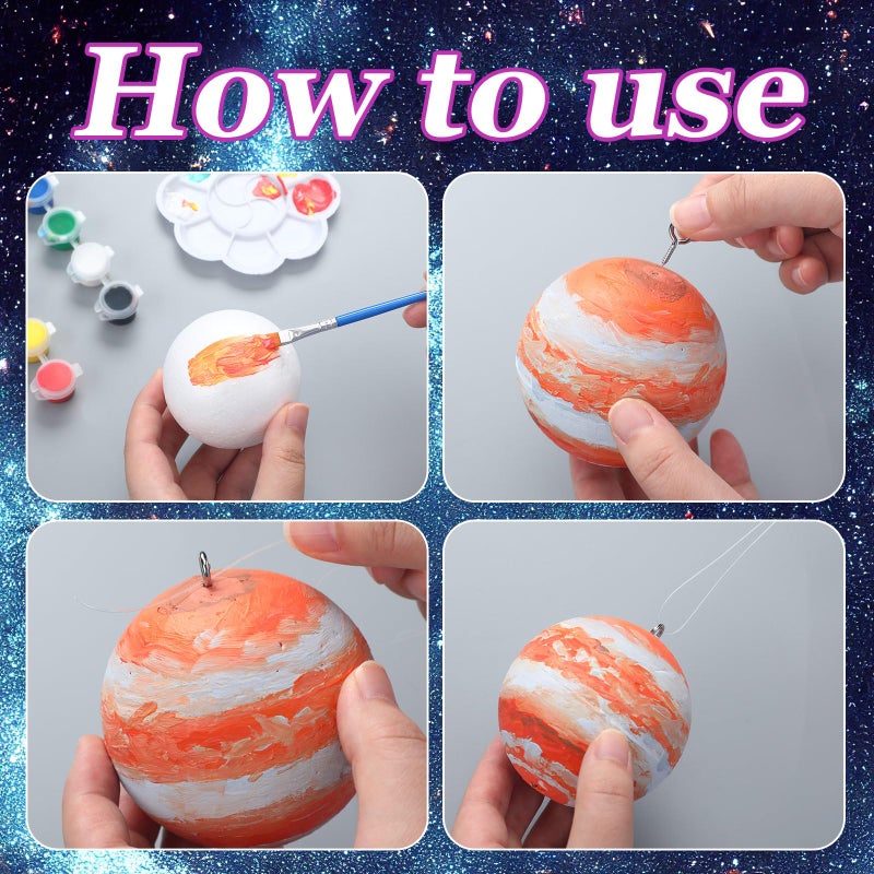Innconee 36 Solar System Model Project Kit Include 14 Solar System Foam Balls 12 Pigment 2 Brushes DIY Polystyrene Spheres Balls for Outer Space Planet Foam Kids School Science Projects - Image 4