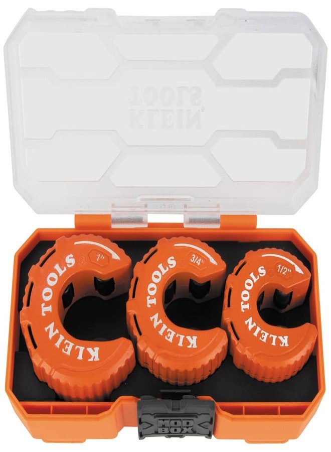 Klein Tools 50048 C-Style Copper Tubing Pipe Cutter Tool Set with 1/2, 3/4, and 1-Inch Cutters, MODbox Case, Ultra-Compact for Tight Spaces, 3-Piece - Image 1