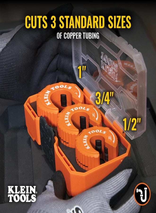 Klein Tools 50048 C-Style Copper Tubing Pipe Cutter Tool Set with 1/2, 3/4, and 1-Inch Cutters, MODbox Case, Ultra-Compact for Tight Spaces, 3-Piece - Image 2