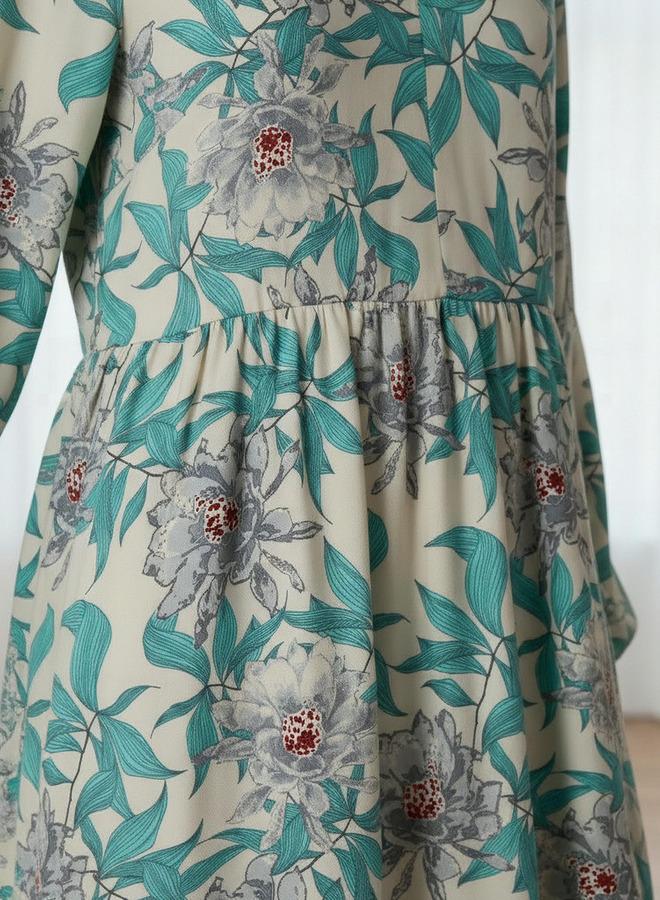 Aadaraya Night Gown Long Sleeves Floral Print - Image 4