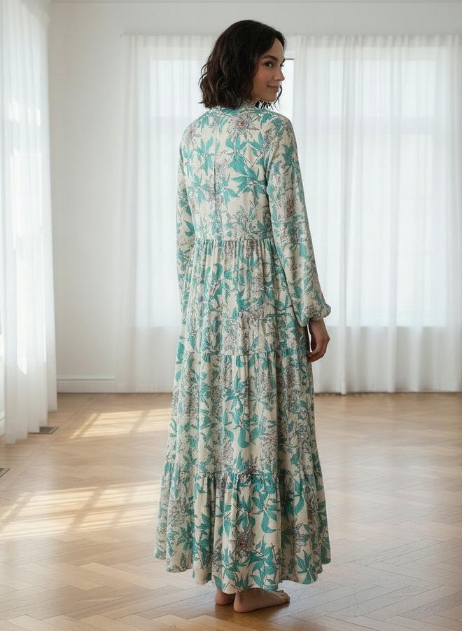 Aadaraya Night Gown Long Sleeves Floral Print - Image 3