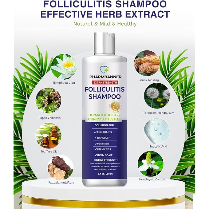 PHARMBANNER 2Pcs Folliculitis, Seborrheic Dermatitis Shampoo, Anti Dandruff/Antifungal Shampoo, Scalp Psoriasis Treatment, Relieve From Itchy & Dry Scalp - Image 2