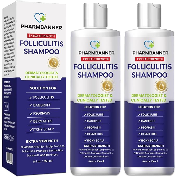 PHARMBANNER 2Pcs Folliculitis, Seborrheic Dermatitis Shampoo, Anti Dandruff/Antifungal Shampoo, Scalp Psoriasis Treatment, Relieve From Itchy & Dry Scalp - Image 1