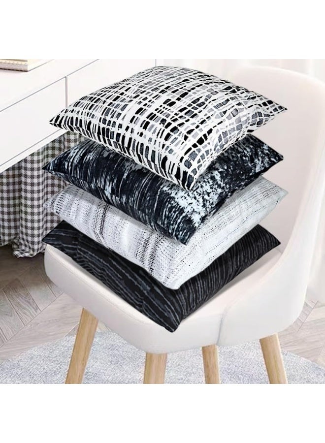 Arabest Set of 4 Black Throw Pillows for Couch, 18"x18" Decorative Throw Pillow Covers, Boho Gray Modern  Pillowcases for Sofa Bed Bedroom, Abstract Geometric Grey White Black - Image 4