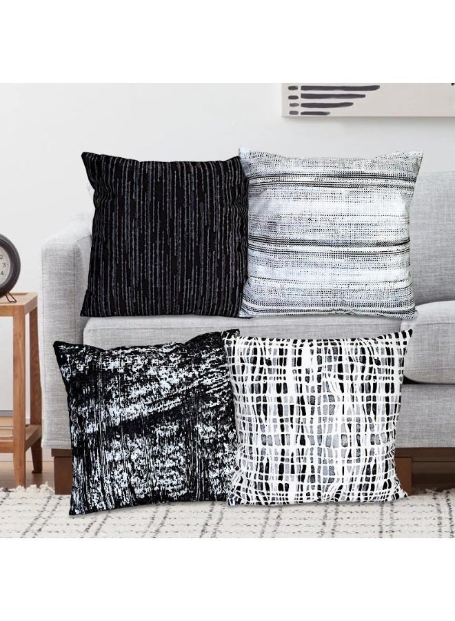 Arabest Set of 4 Black Throw Pillows for Couch, 18"x18" Decorative Throw Pillow Covers, Boho Gray Modern  Pillowcases for Sofa Bed Bedroom, Abstract Geometric Grey White Black - Image 2